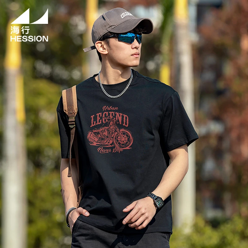 海行黑色索罗娜凉感印花防晒短袖男夏季户外透气宽松圆领宽松T恤