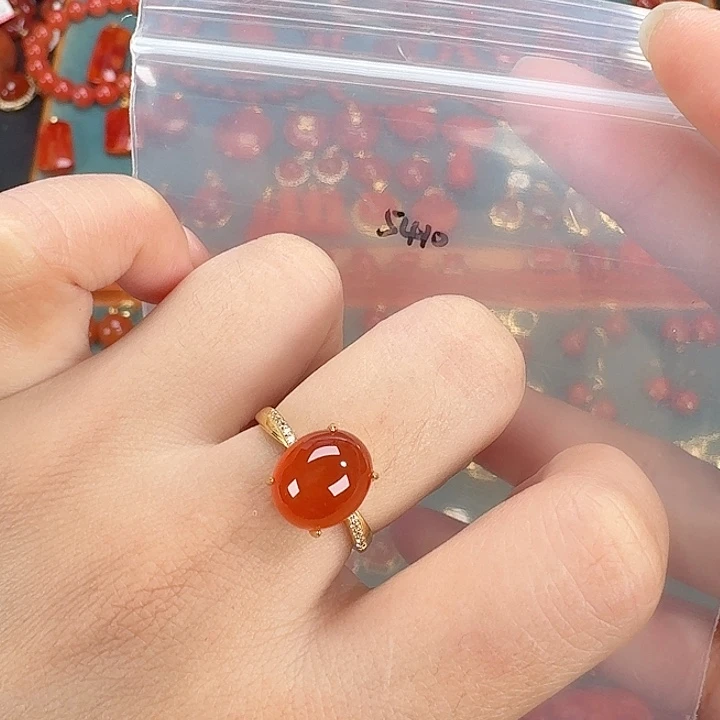 南红玛瑙银S925镶嵌戒指