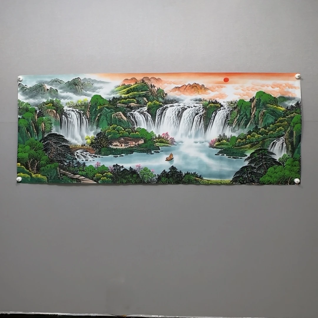 福***儿国画横幅六尺精品山水贾敏