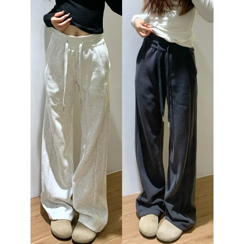 【帕美专属】加绒卫裤直筒阔腿高腰宽松休闲