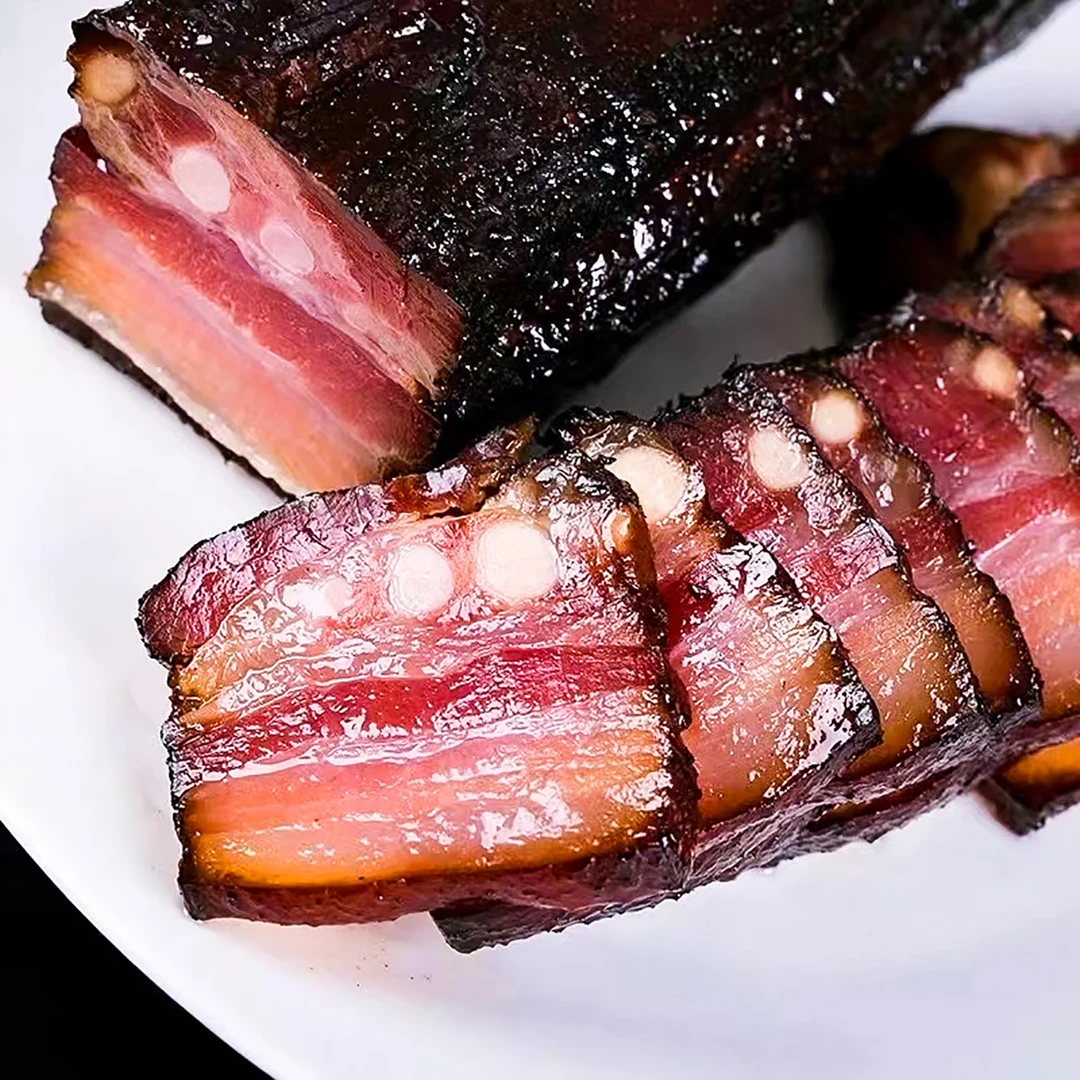 【杨会长五花腊肉】湘西苗家柴火烟熏水晶五花腊肉500g起拍