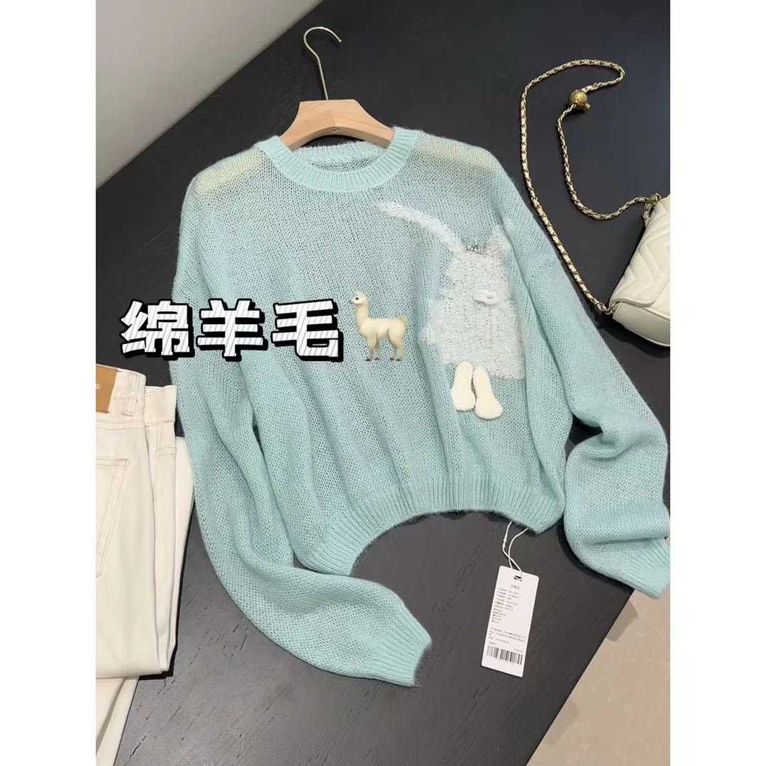 明星同款！~软糯减龄慵懒风小众设计感长袖套头针织衫