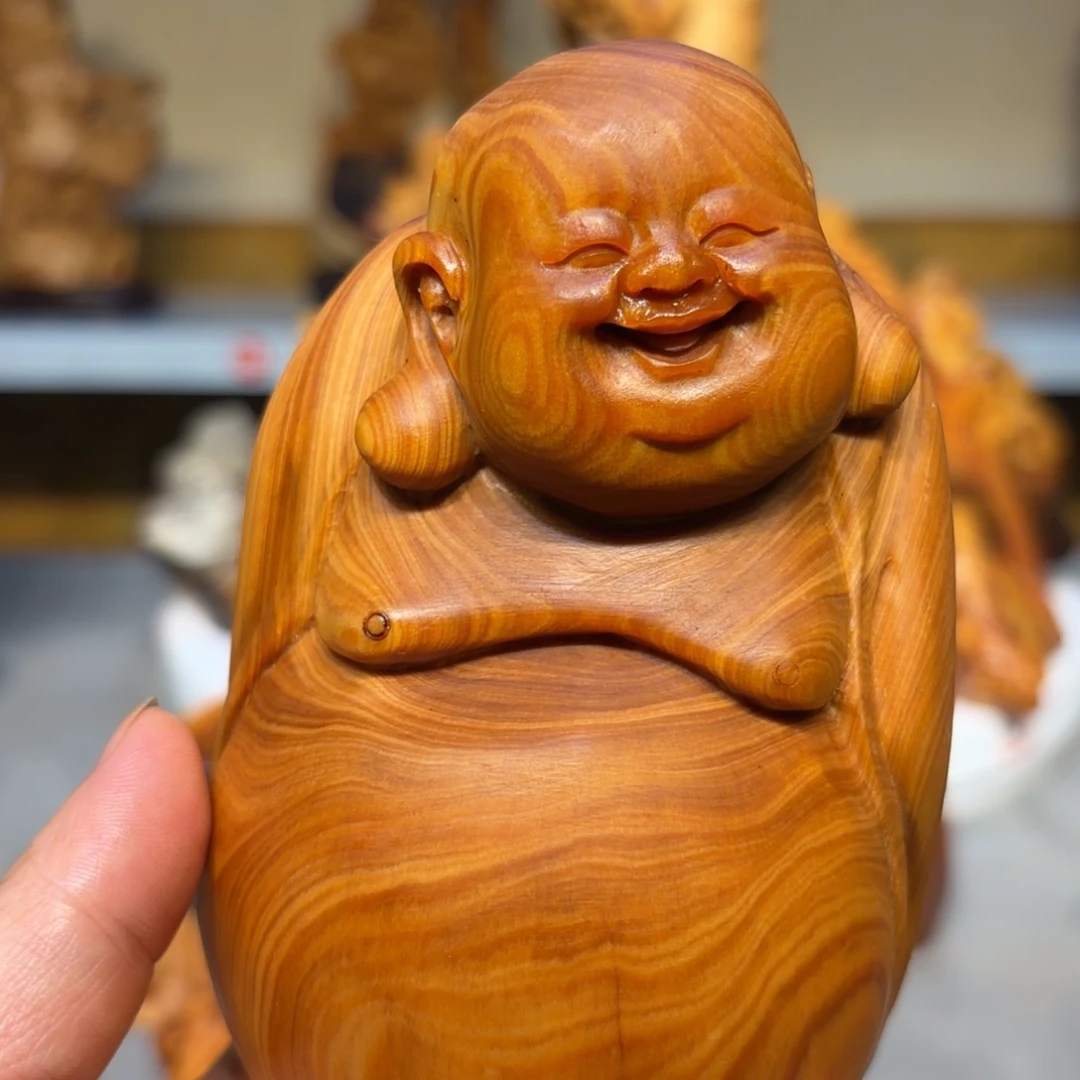 木太行崖柏弥勒佛