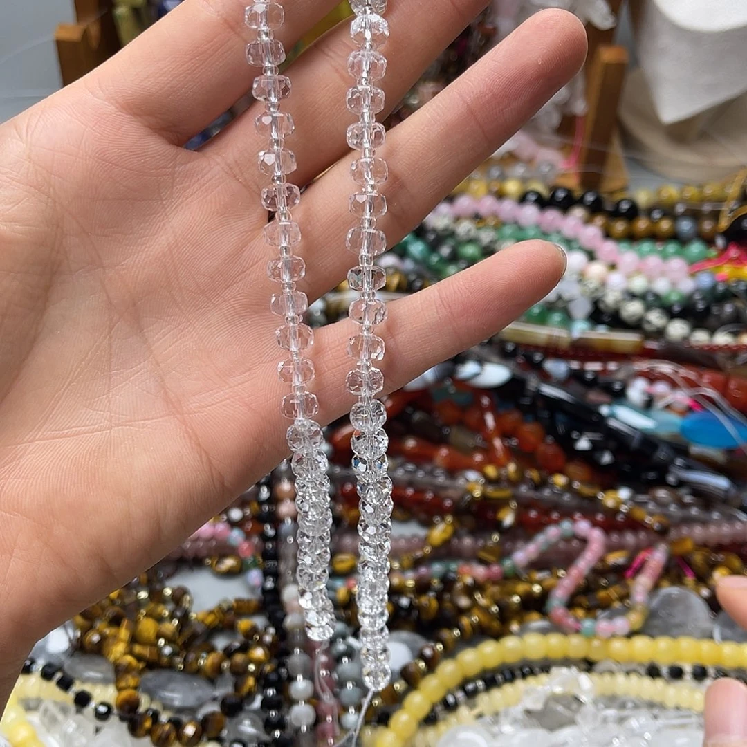 玛瑙/玉髓未镶嵌珠宝半成品卡7.5白水车轮一条