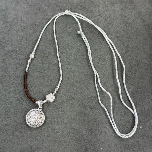 吊坠足银布 足银八宝罗盘吊坠-3288