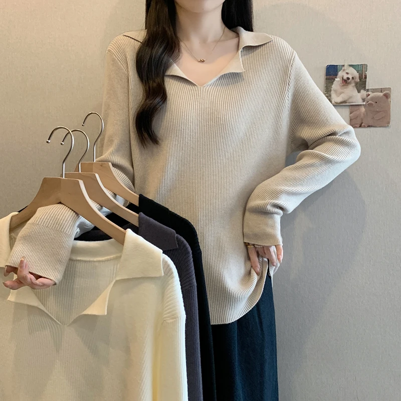 大码女装2025秋装新款宽松针织衫上衣胖mm显瘦百搭毛衣打底衫百搭