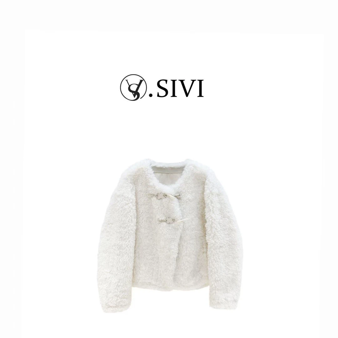 熙薇轻奢羊卷毛外套【积雪封霜】冬季新款时尚上衣F6830