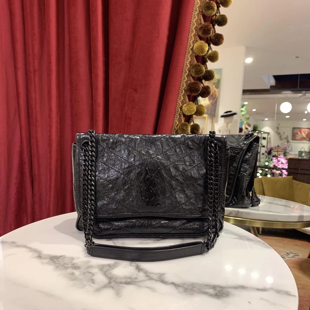 95新 YSL/圣罗兰 Niki中号so black油蜡牛皮/单肩包/46752087