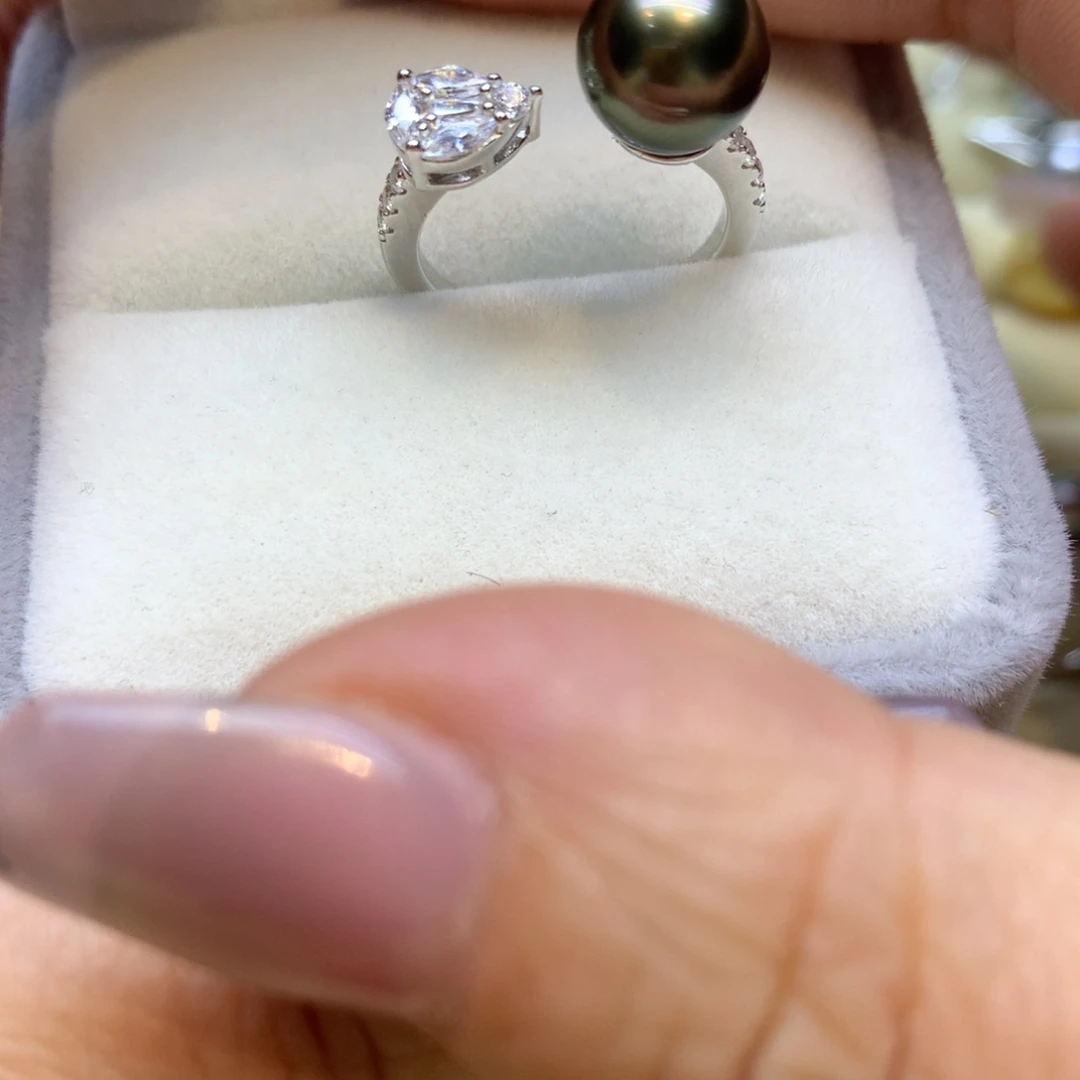 银S925镶嵌戒指海水珍珠