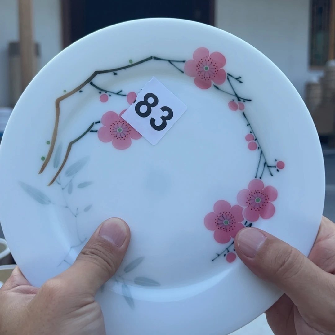 s***0滑石子精品。柴窑红梅7寸平盘 微瑕开片