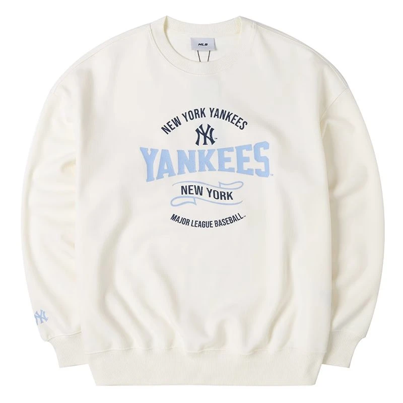 MLB男女25新款NY字母印花圆领运动套头衫卫衣官方专柜正品