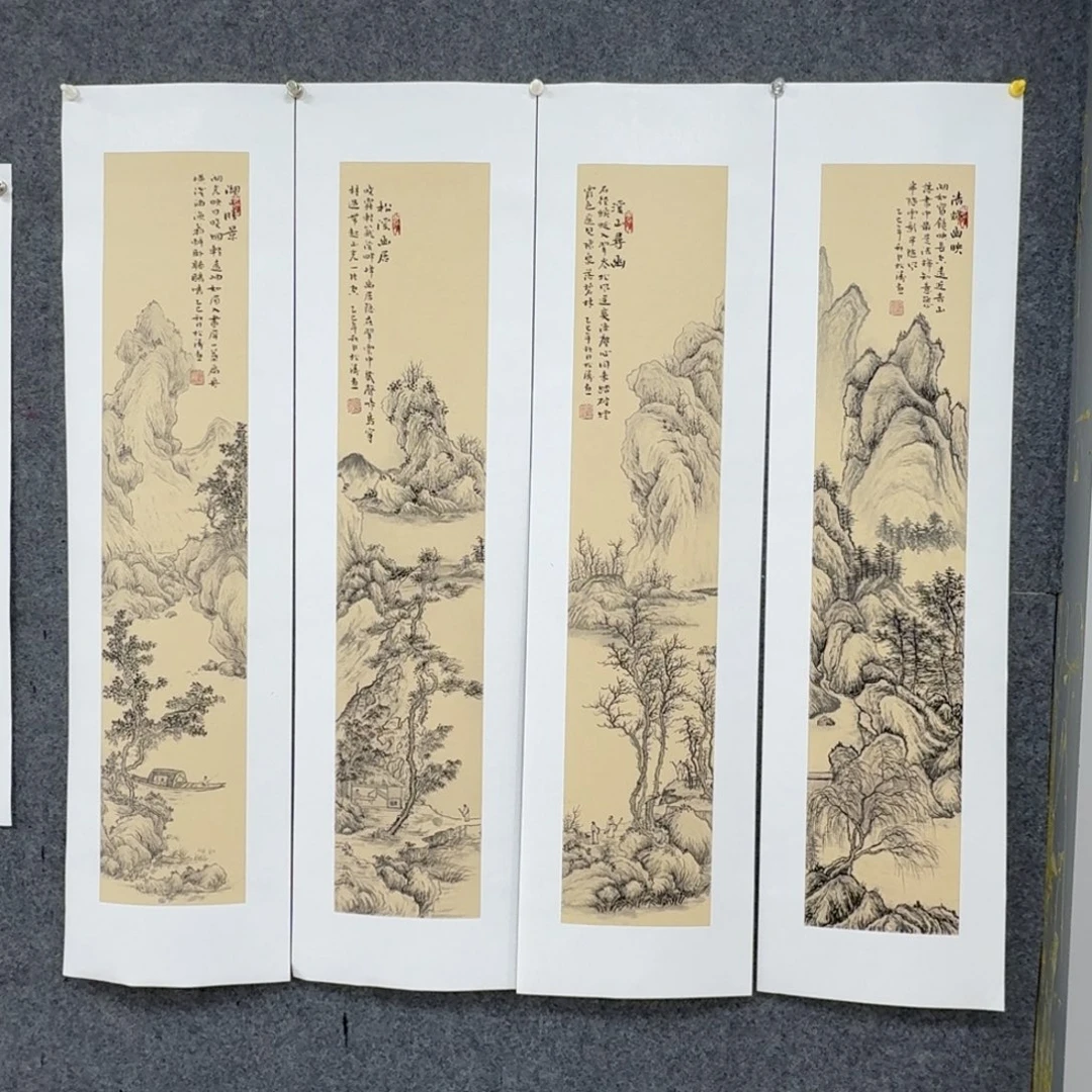 国画曾松涛老师四条屏