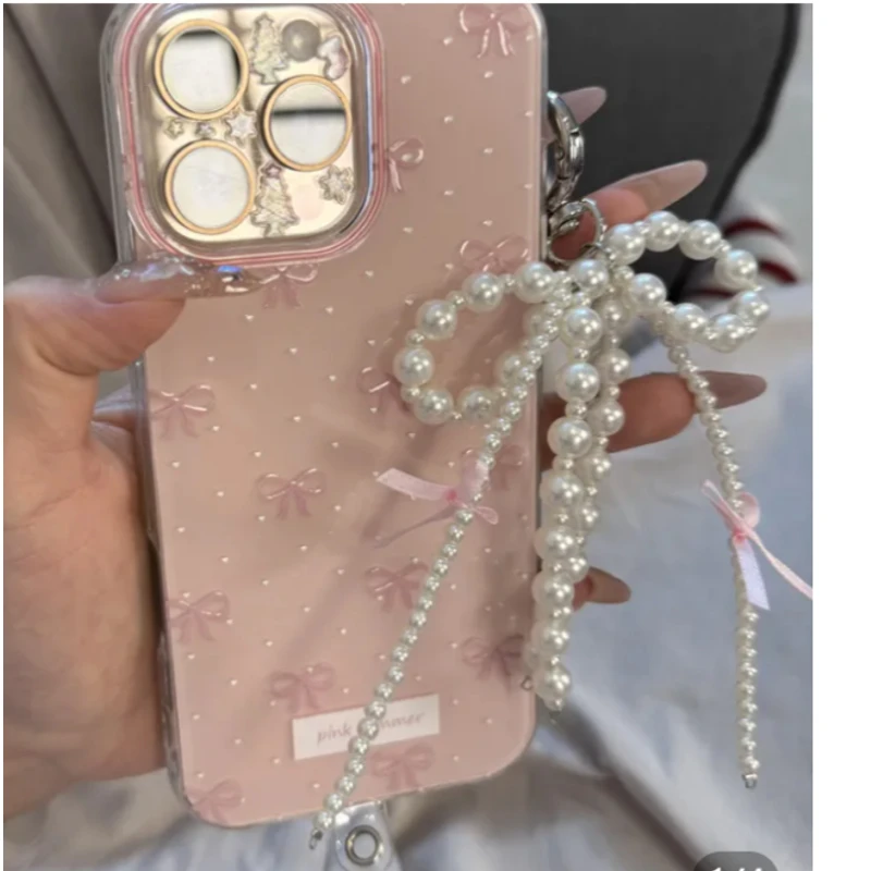 波点蝴蝶结适用16Promax手机壳13保护套手机壳15大孔14韩风12少女