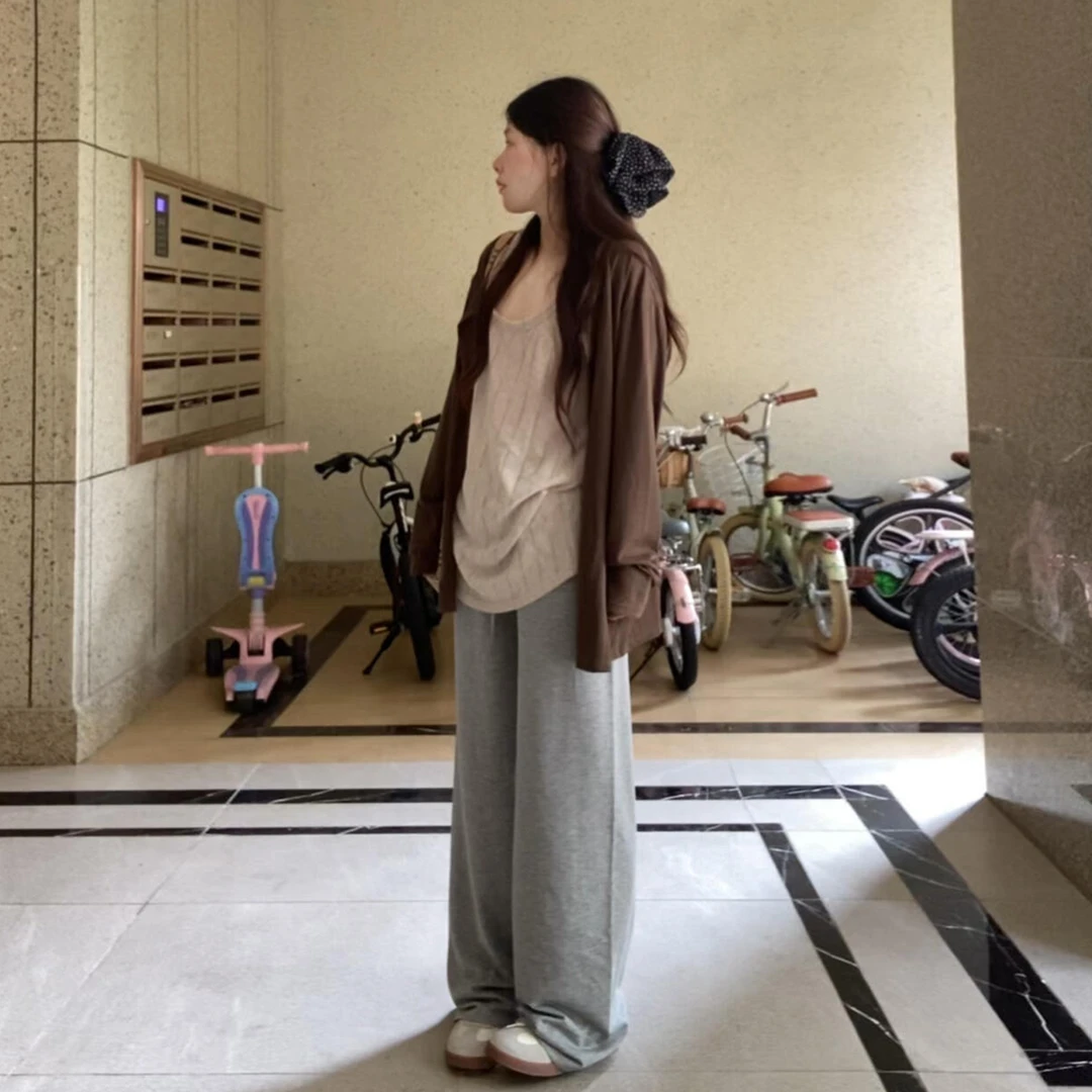 慵懒风套装设薄款长袖衬衫防晒衫女秋季内搭吊带背心松弛感两件套