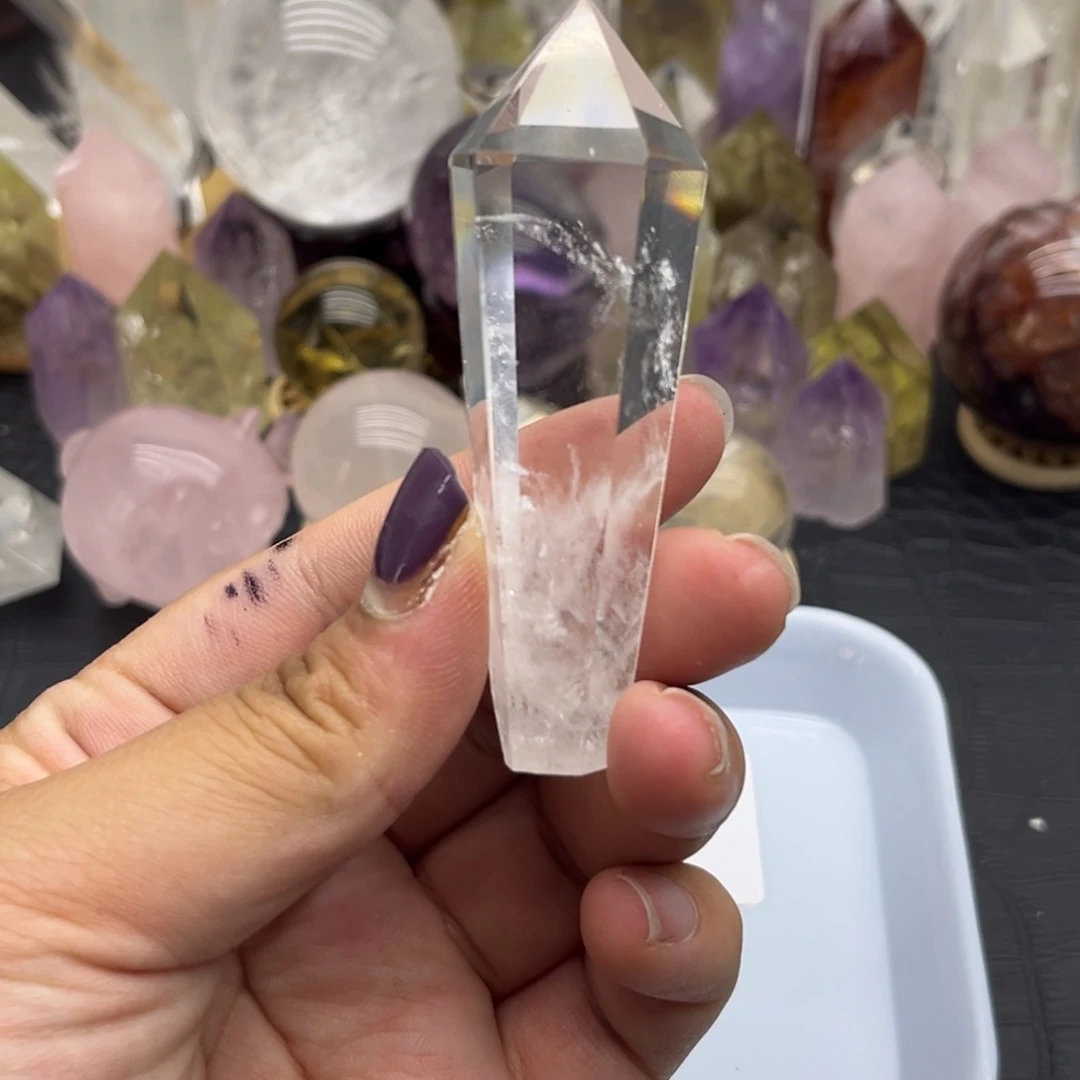 未镶嵌珠宝半成品水晶107 白水晶灵摆