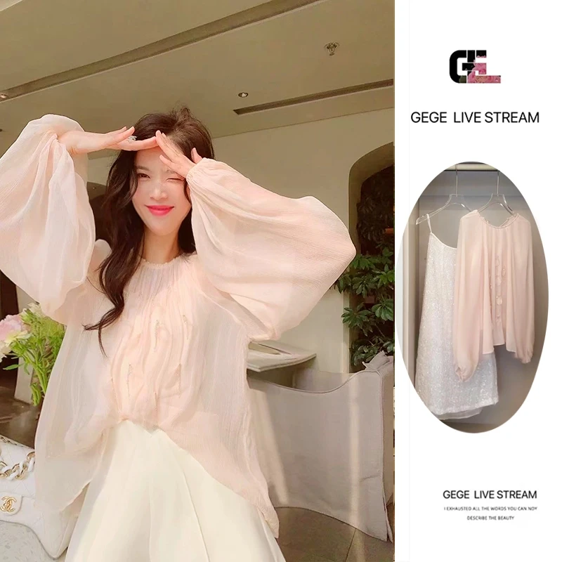 【翩若惊鸿】高定轻奢简约手工定制韩系宽松雪纺衫宽松女新款上衣