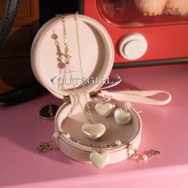 钛钢树脂手链 CUTEGIRL 香香女孩必入粉桃手链耳饰套装项链