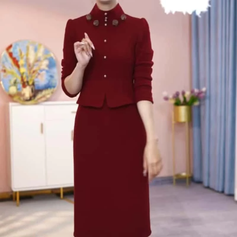 2024冬季新款洋气时尚精致优雅端庄大气修身显瘦休闲假两件连衣裙
