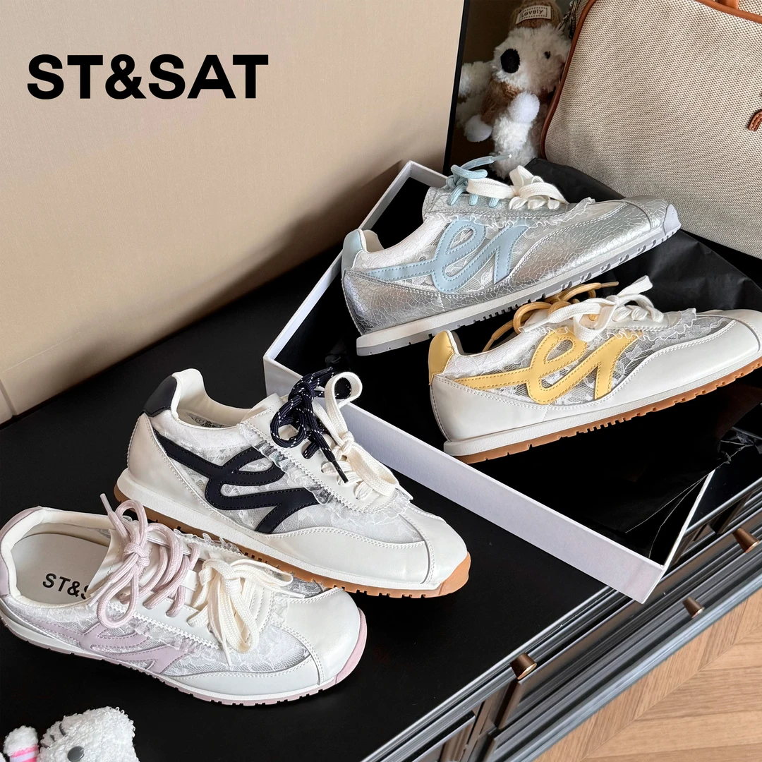 St&Sat/星期六厚底蕾丝亮片芭蕾风女款夏季百搭透气休闲德训鞋