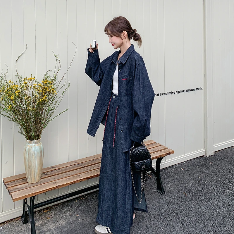 一整套ootd减龄清冷松弛感穿搭牛仔外套半身裙两件套时尚休闲套装