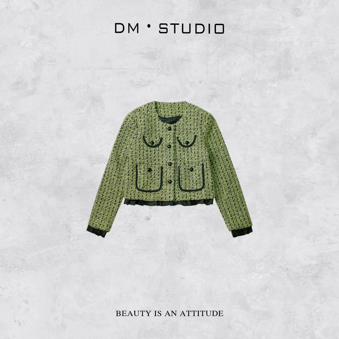 DEDM-DM•STUDIO/轻奢气质百搭羊毛混纺粗花呢小香外套（AC24435-1）