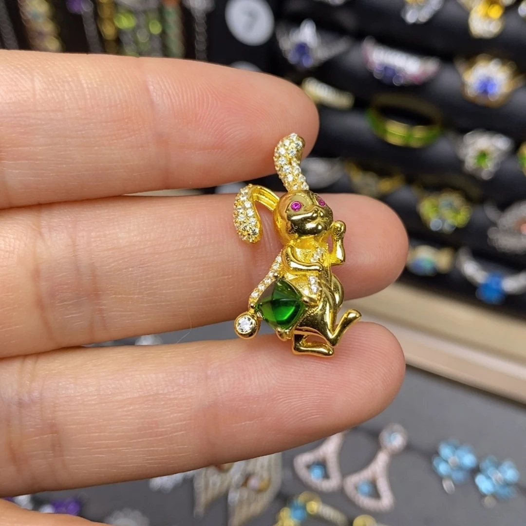 银S925镶嵌透辉石吊坠