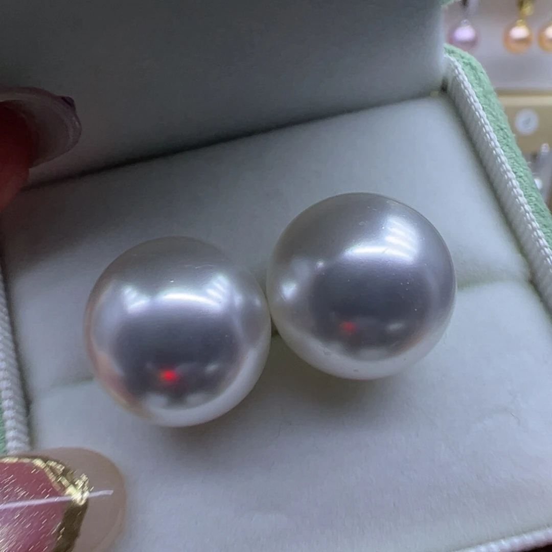 耳饰银S925镶嵌淡水珍珠