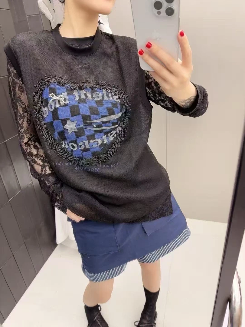 25580-3602 黑色夏季透透宽松圆领无袖背心T恤