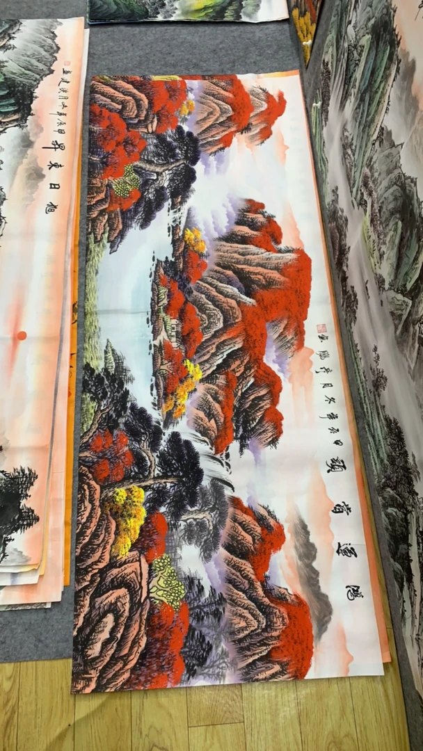 《鸿运当头》画芯尺寸：180cm*70cm山水画客厅办公室挂画山水画