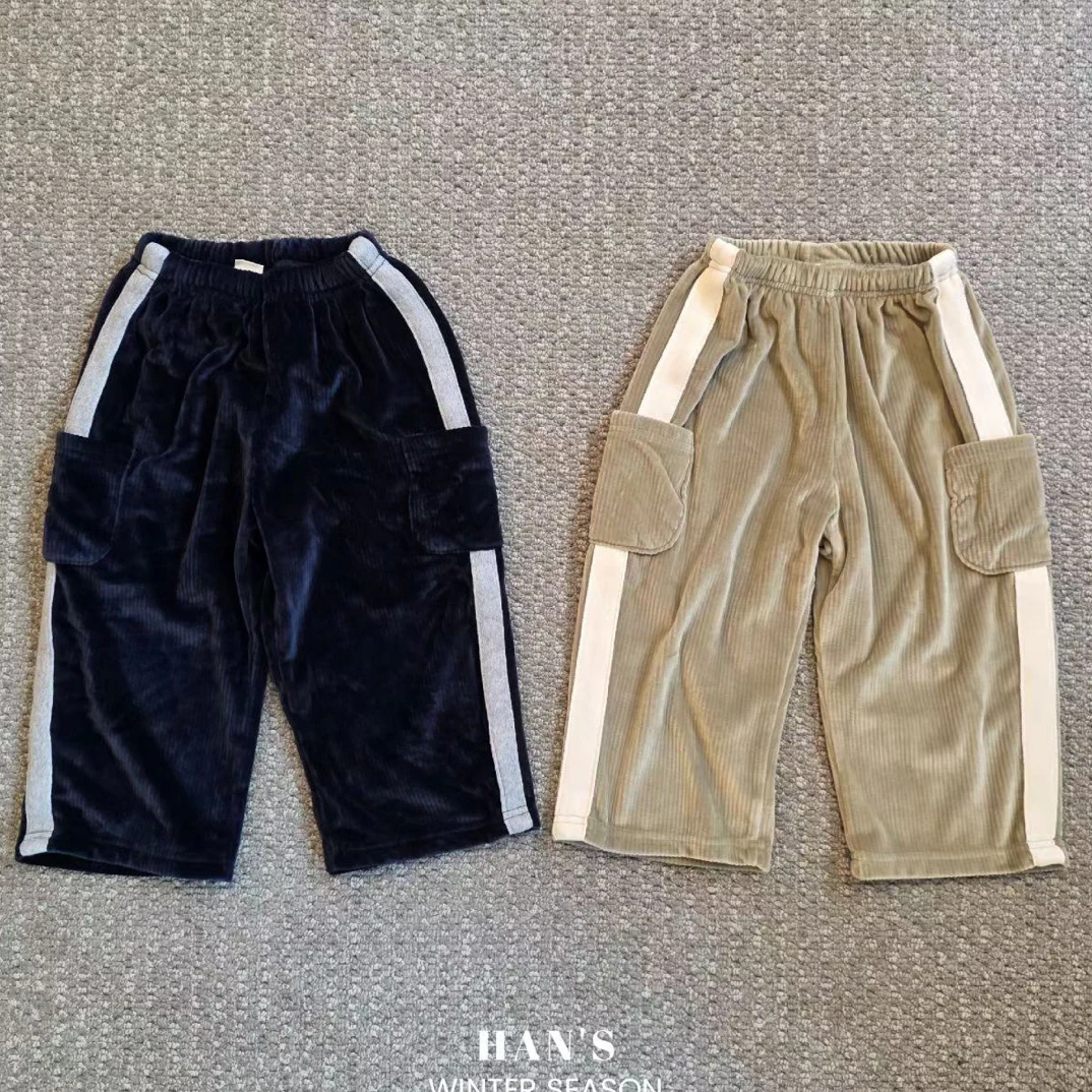 韩国星宝家25冬小大童男女宝时尚灯芯绒侧口袋百搭休闲裤