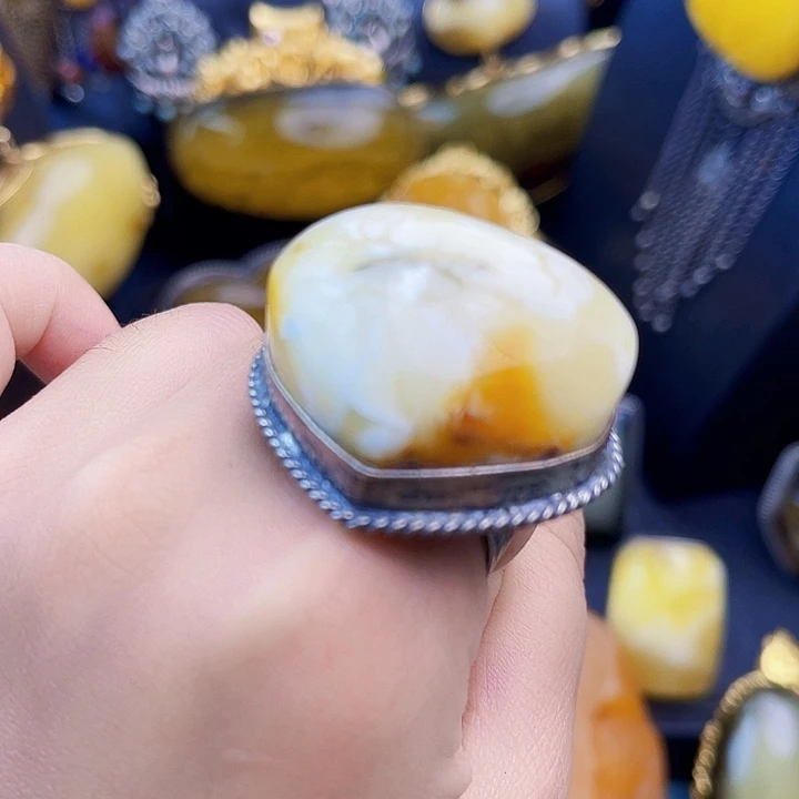 琥珀银S925镶嵌裸石