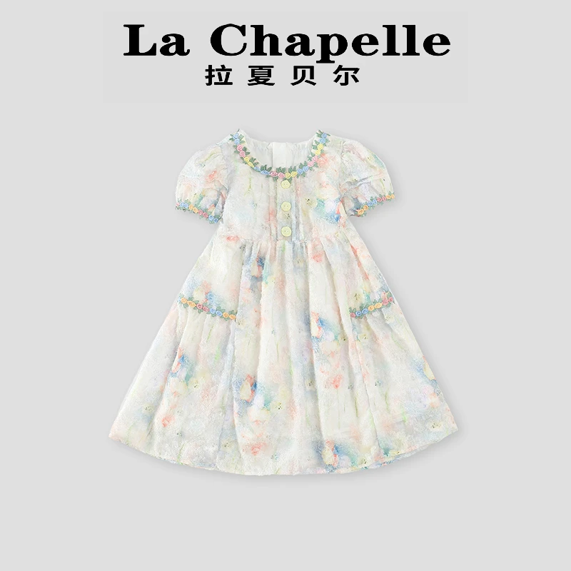 La Chapelle【拉夏贝尔】夏季新款泡泡袖度假风儿童连衣裙LD869