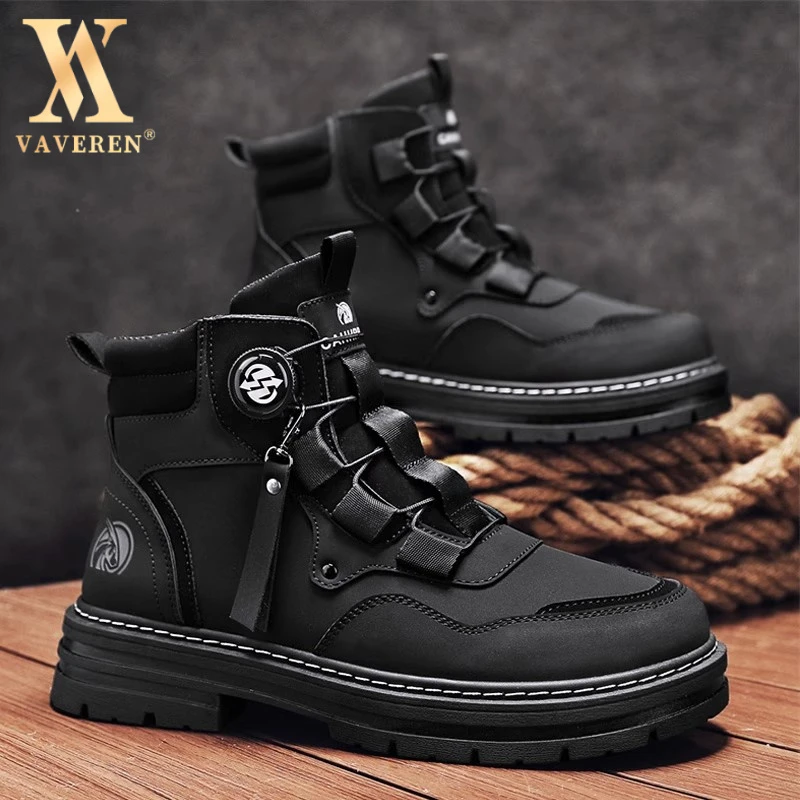 马丁靴男秋季2025新款耐磨男鞋工装靴男士英伦风男士黑色马丁靴
