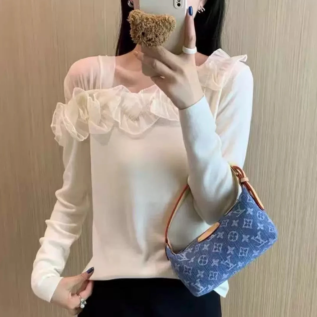 【蛋娘专属】气质斜领立体压花针织上衣