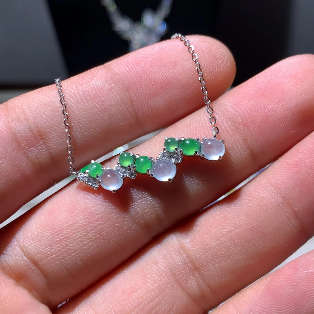 翡翠银S925镶嵌耳饰11