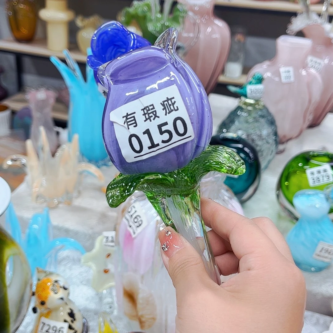 玫瑰0150 家悦美居琉璃花瓶瑕疵