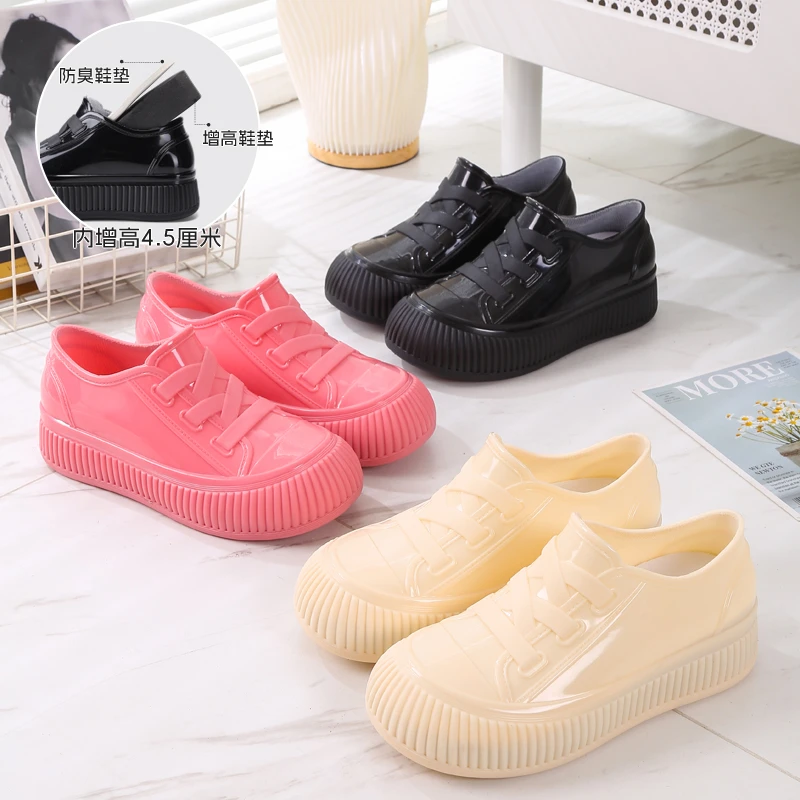 四季可穿雨鞋内增高4公分休闲风低帮舒适厚款时尚雨靴防滑防水