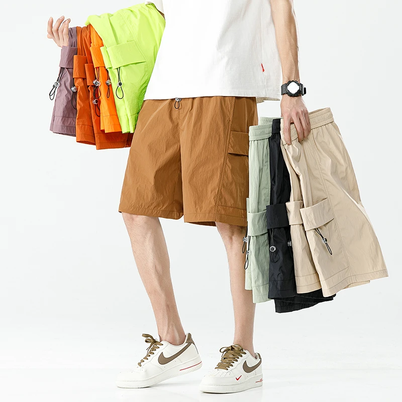 2025夏季新款男士休闲工装五分裤宽松直筒中裤百搭多袋透气短裤