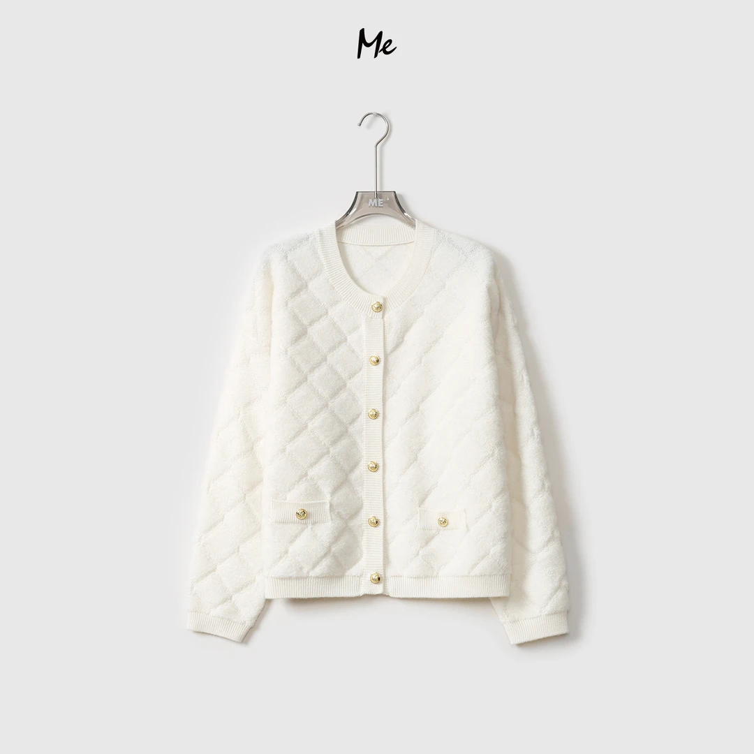 ME【雪绒菱格毛衣】100绵羊毛圈圈毛绒感菱格针织毛衣MEQA3952