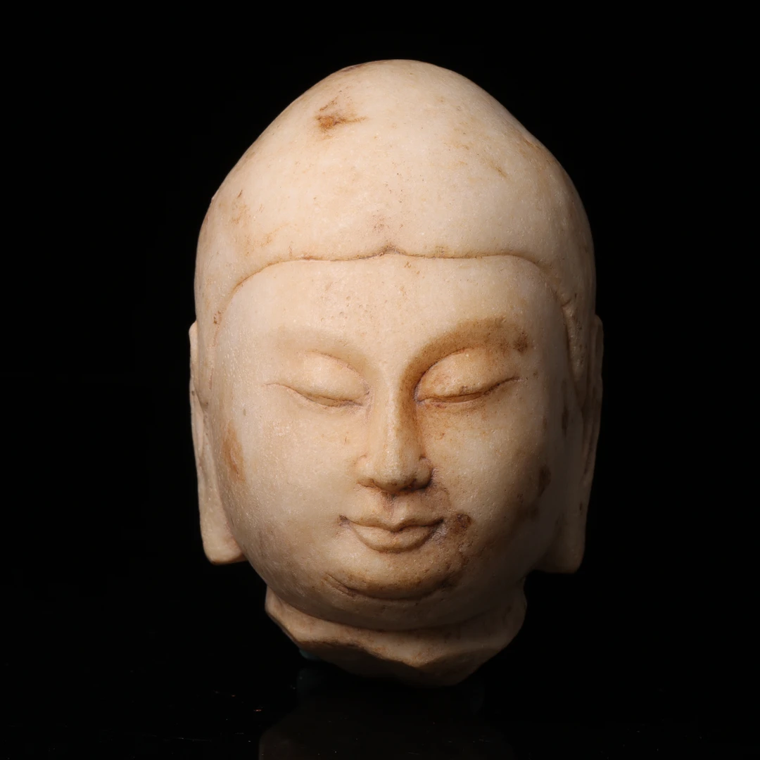 明代天然汉白玉佛头