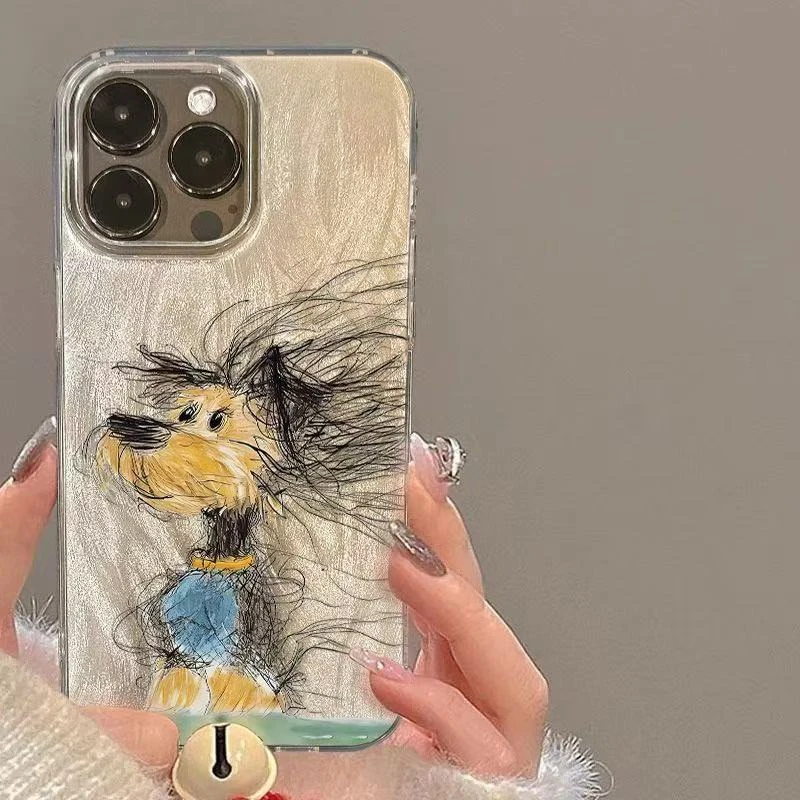 风吹小狗适用于苹果iqoo华为oppo小米15vivo一加羽纱手机防摔壳