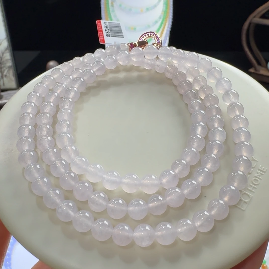 翡翠未镶嵌手链高冰少女粉长串6mm