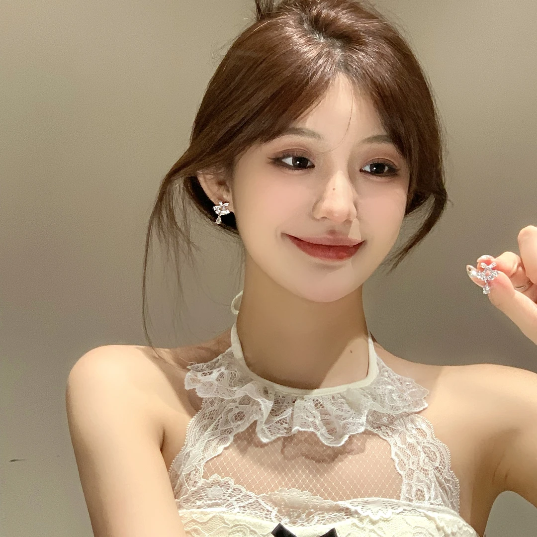 FULL GIRLISH耳环02431精致蝴蝶结水滴耳钉