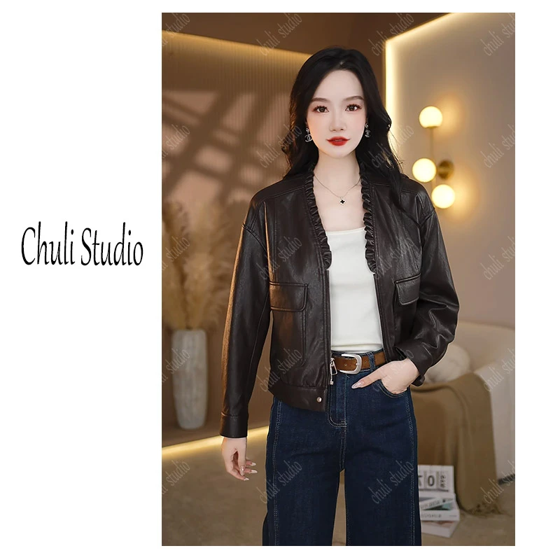 【ChuLi】新款百搭皮衣时尚显瘦秋季气质洋气皮衣