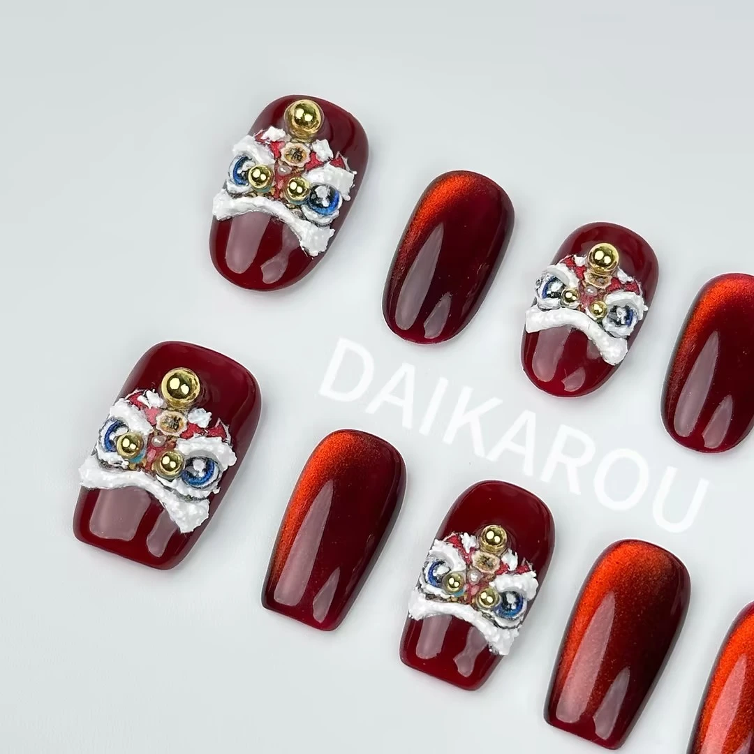 狮来运转 黛卡柔  新甲型 此度 短椭圆 中椭圆手工穿戴甲10片