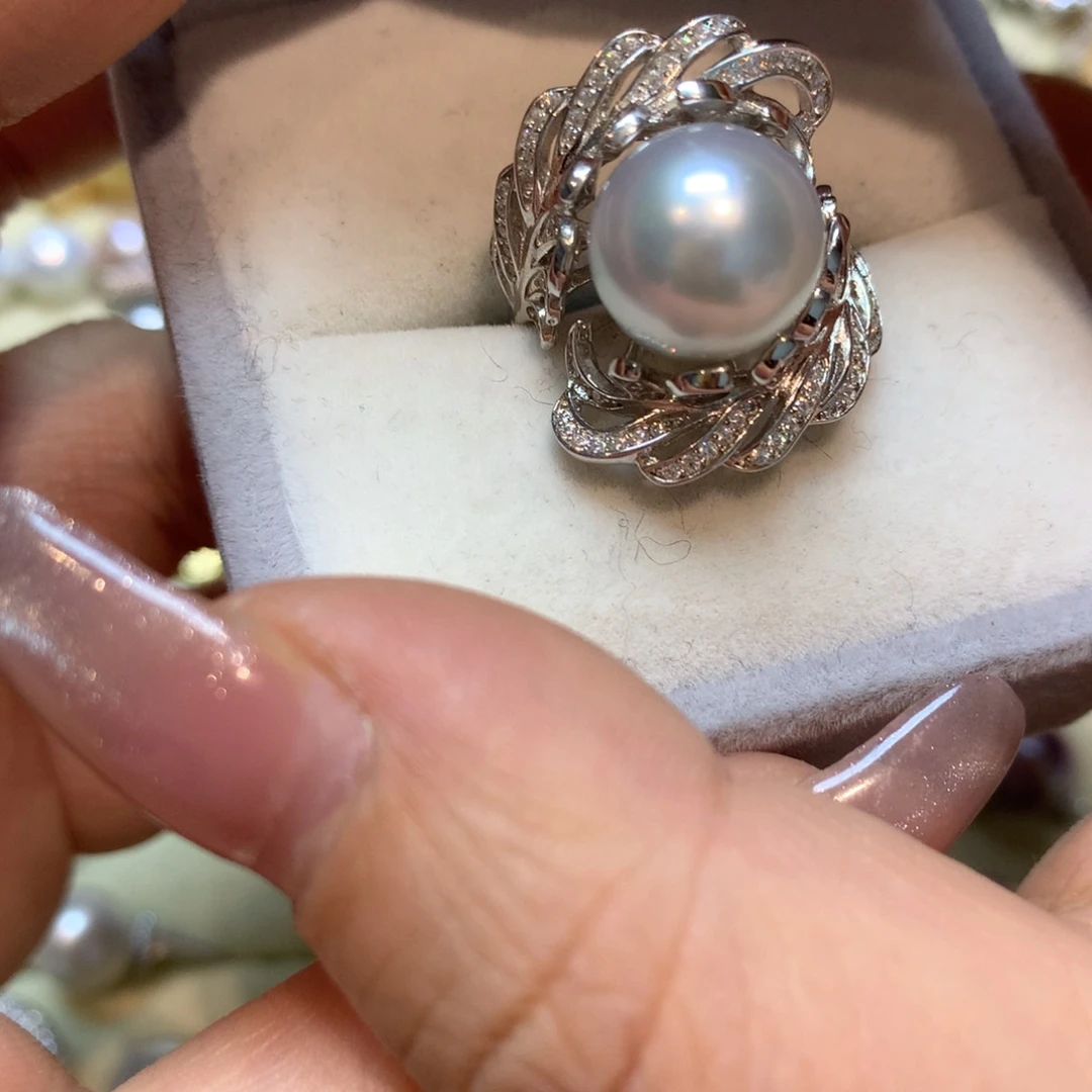 海水珍珠戒指银S925镶嵌