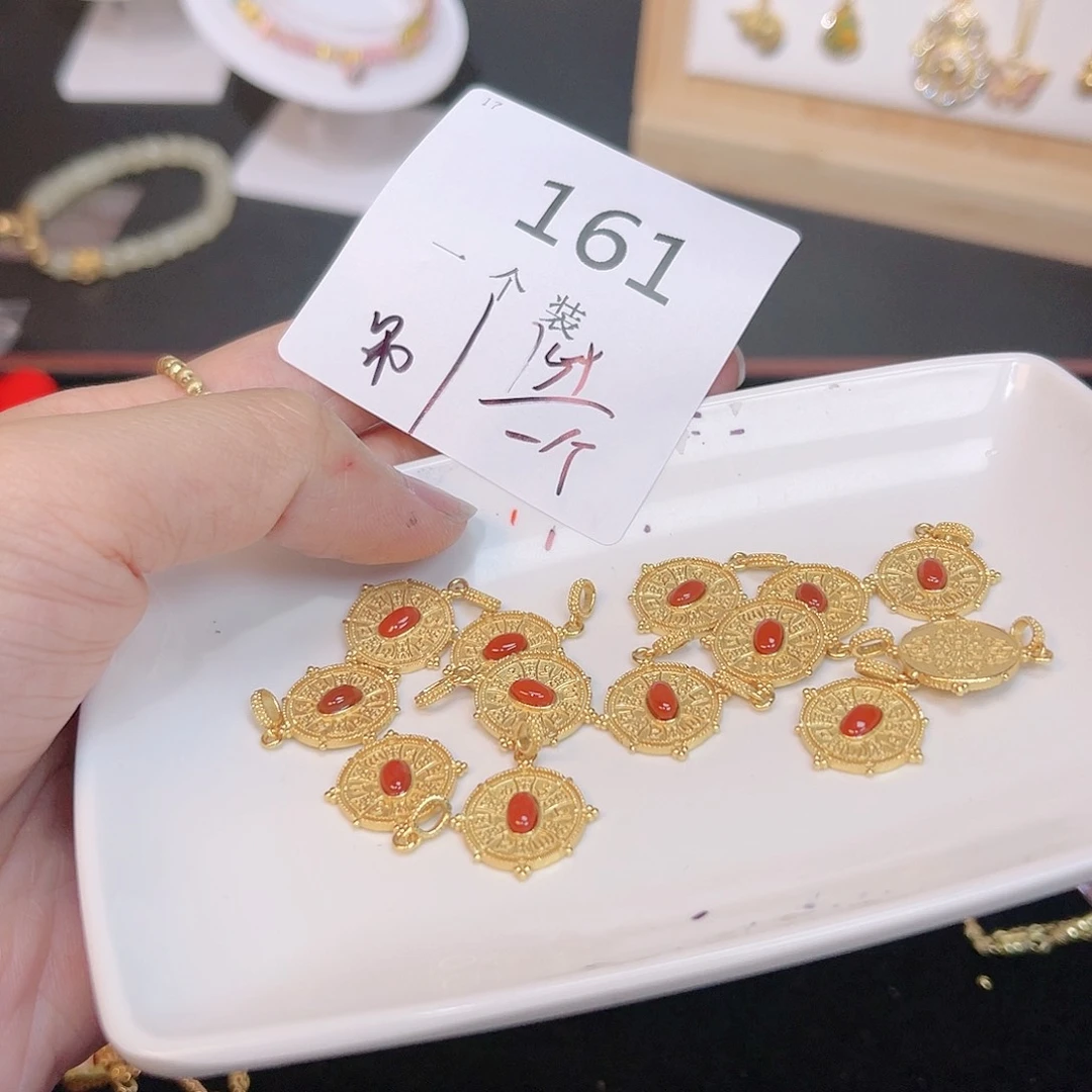 玛瑙/玉髓珠宝半成品银S925镀金镶嵌161