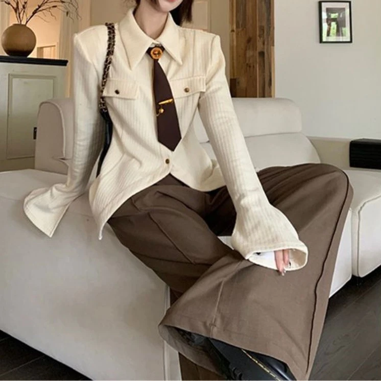 复古显瘦时尚春秋气质小众学院风套装+法式韩系风甜酷收腰2025年
