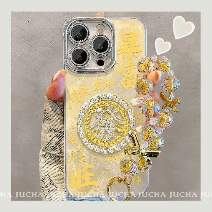 金色暴富转盘适用iPhone16plus手机壳春节防摔荣耀200华为女OPPO