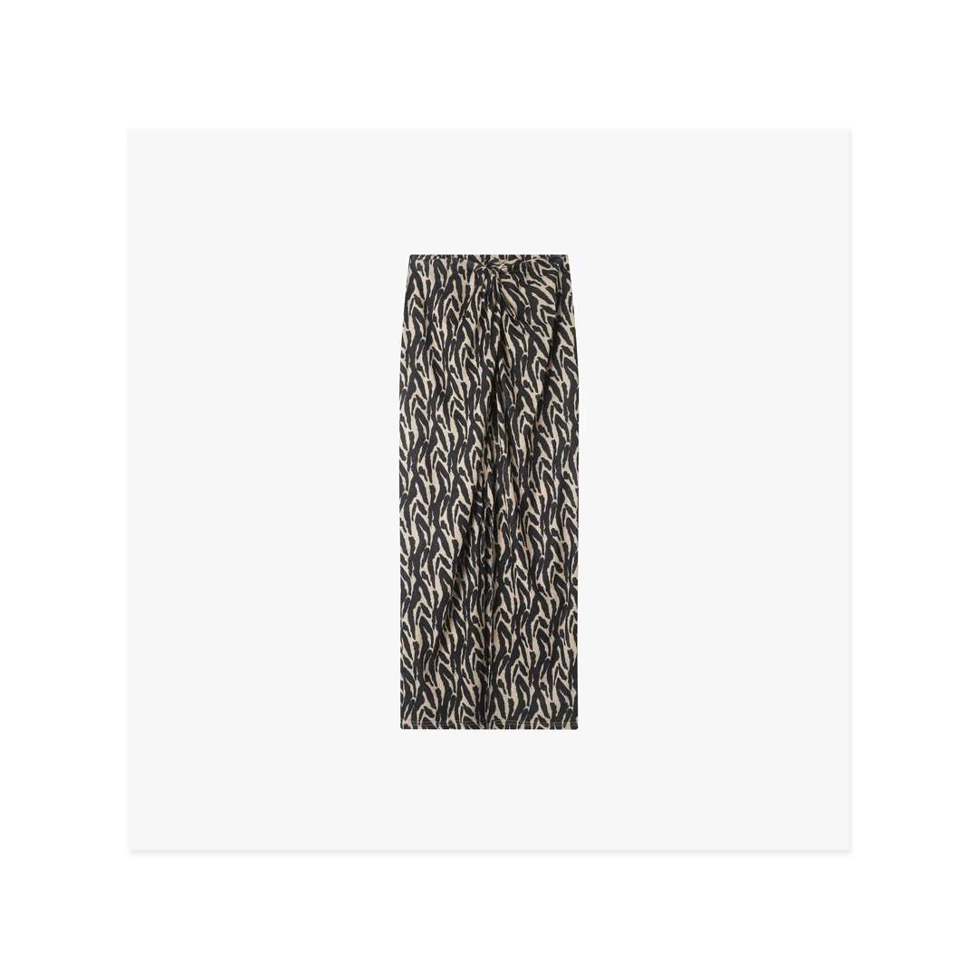 【里昂画廊】2025夏季豹纹半裙休闲针织直筒花纹高腰常规YC-405